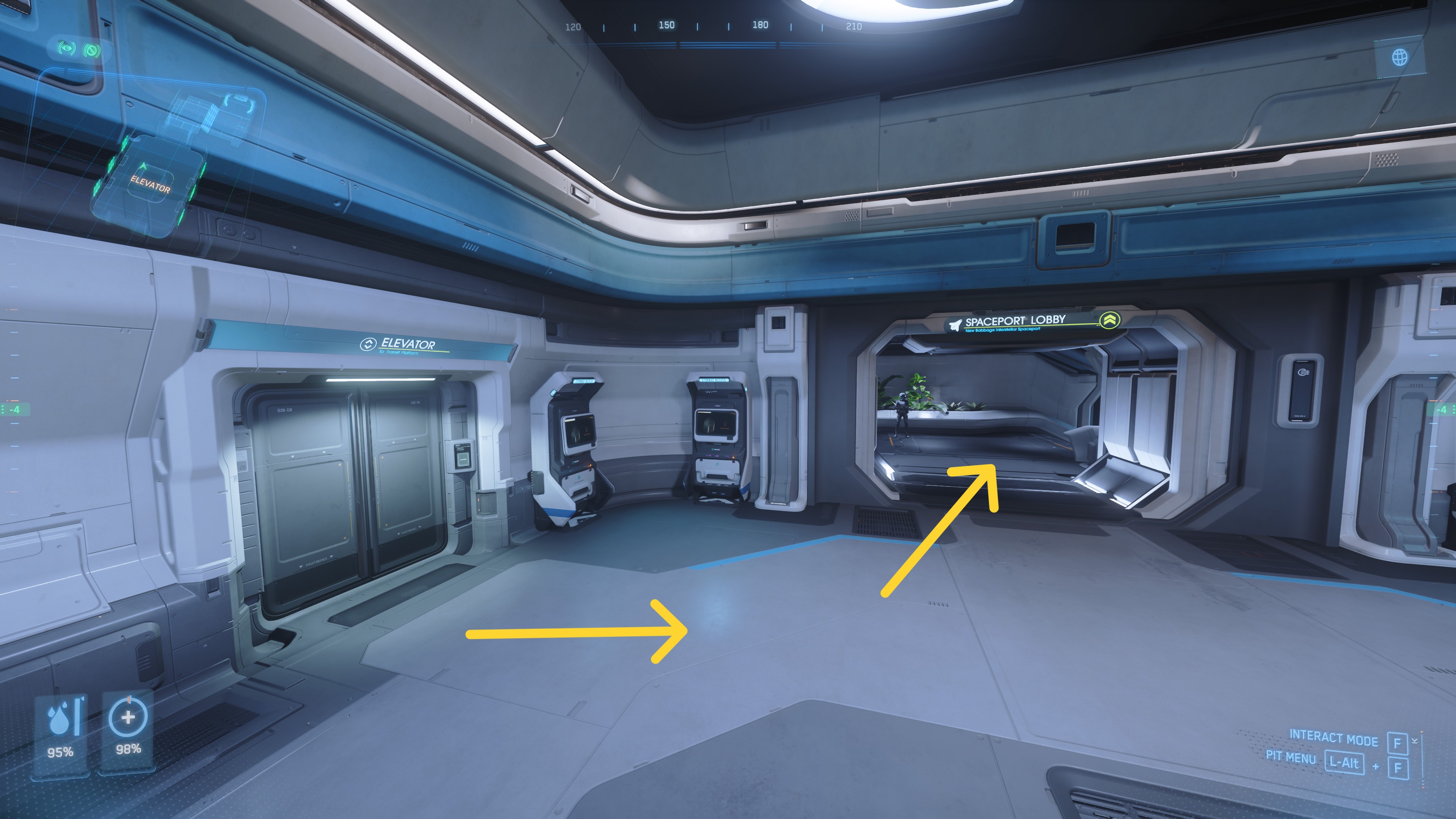 เดินไปทาง Spaceport Lobby